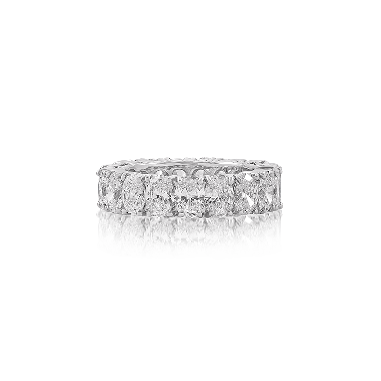 Eternity Band Ring in 18K White Gold with Oval Diamonds, 6.13cts 2
