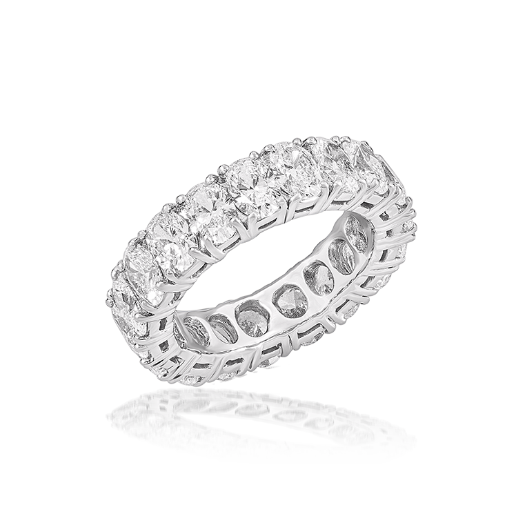 Eternity Band Ring in 18K White Gold with Oval Diamonds, 6.13cts 1